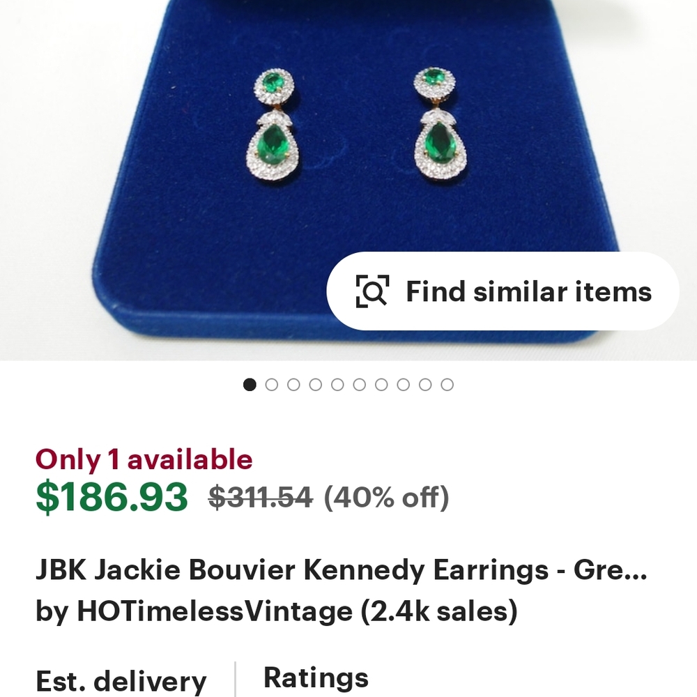 Jackie Bouvier Kennedy Green Earrings
